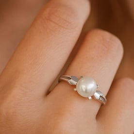 Elegant 925 Silver Pearl Stone Ring for Her