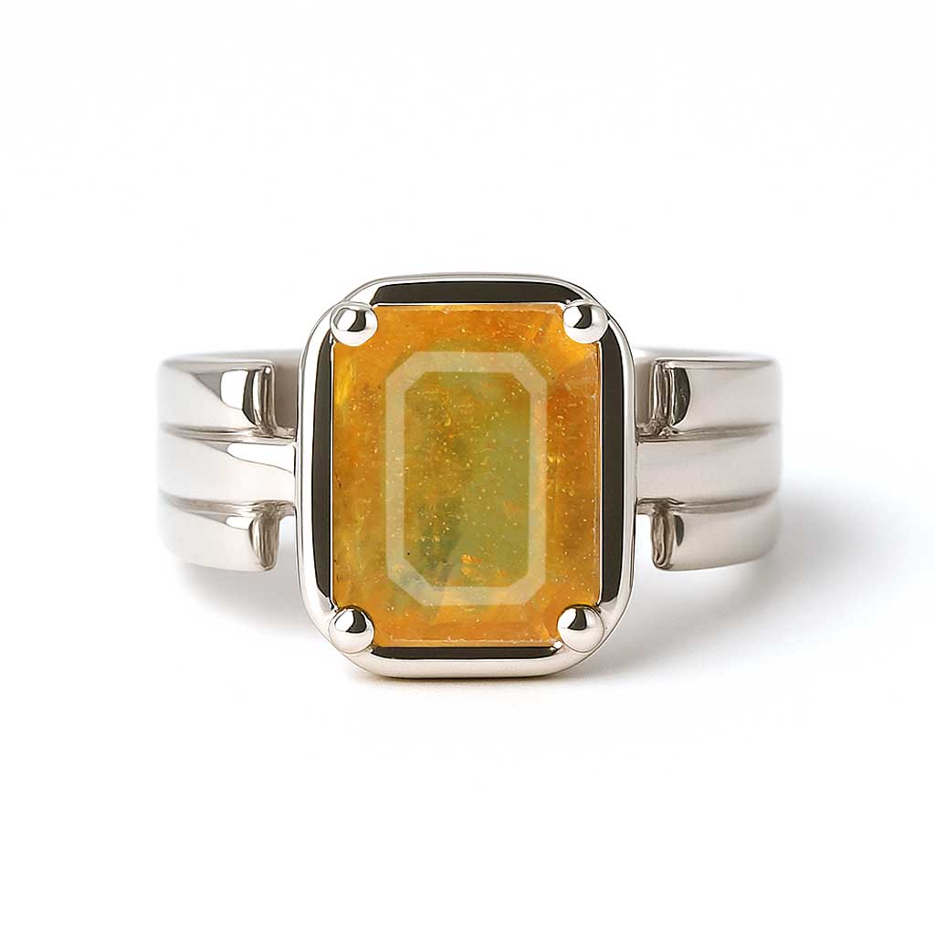 Elegant 925 Silver Pukhraj (Yellow Sapphire) Ring for Her