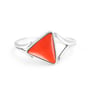 Elegant 925 Silver Triangle Red Coral Stone Ring for Her