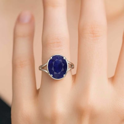 Elegant Craft 925 Silver Blue Sapphire Ladies’ Ring