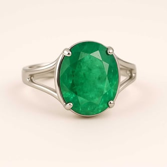 Elegant Craft 925 Silver Emerald Ratna Ladies’ Ring