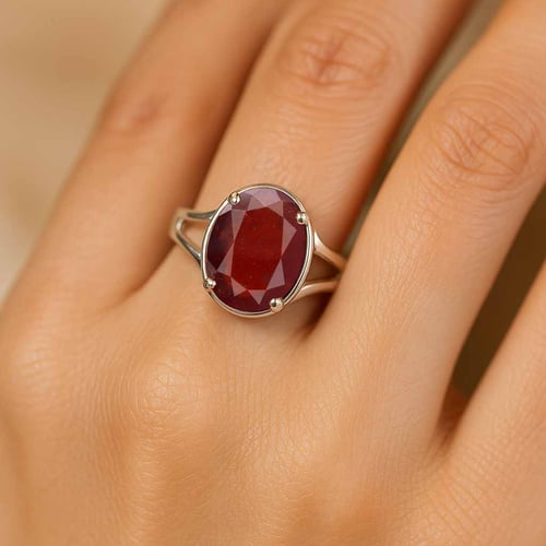 Natural Hessonite Garnet Silver Ring - 7 Carat Oval Birthstone, Sterling Silver, All Sizes