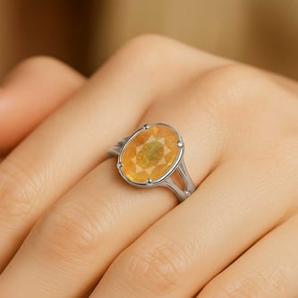 Elegant Craft 925 Silver Yellow Sapphire Ladies’ Ring