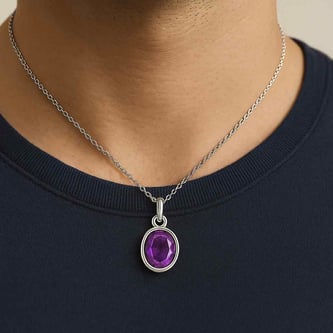 Elegant Sterling Silver Amethyst Ratna Pendant