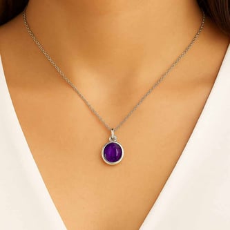 Elegant Sterling Silver Amethyst Ratna Pendant