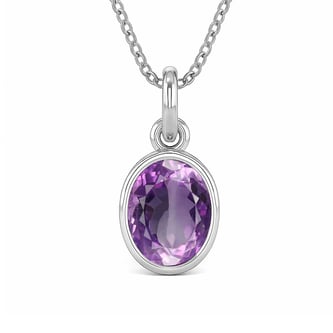 Elegant Sterling Silver Amethyst Ratna Pendant