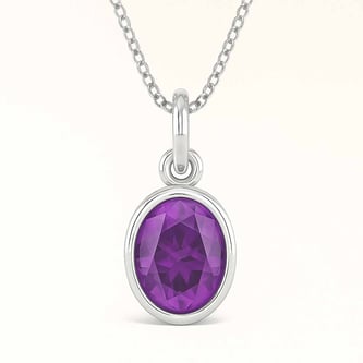 Elegant Sterling Silver Amethyst Ratna Pendant