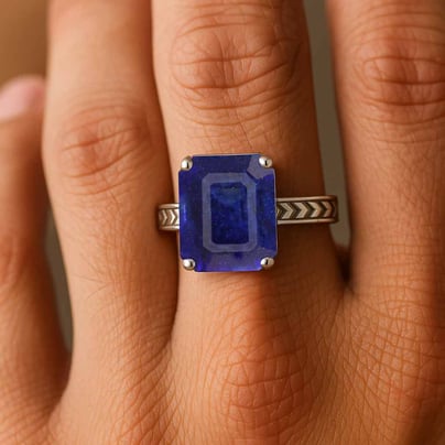 Elegant Sterling Silver Blue Sapphire Men’s Ring