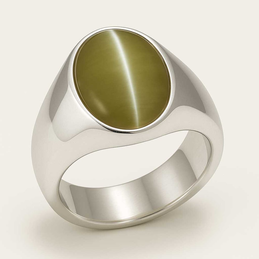 Elegant Sterling Silver Cat's Eye Men’s Ring