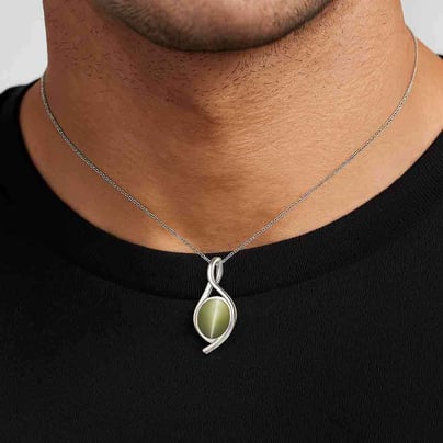 Elegant Sterling Silver Cat's Eye Pendant