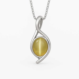 Elegant Sterling Silver Cat's Eye Pendant