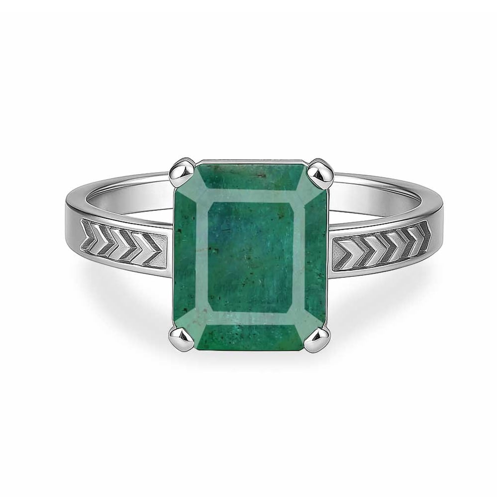 Elegant Sterling Silver Emerald Men’s Ring