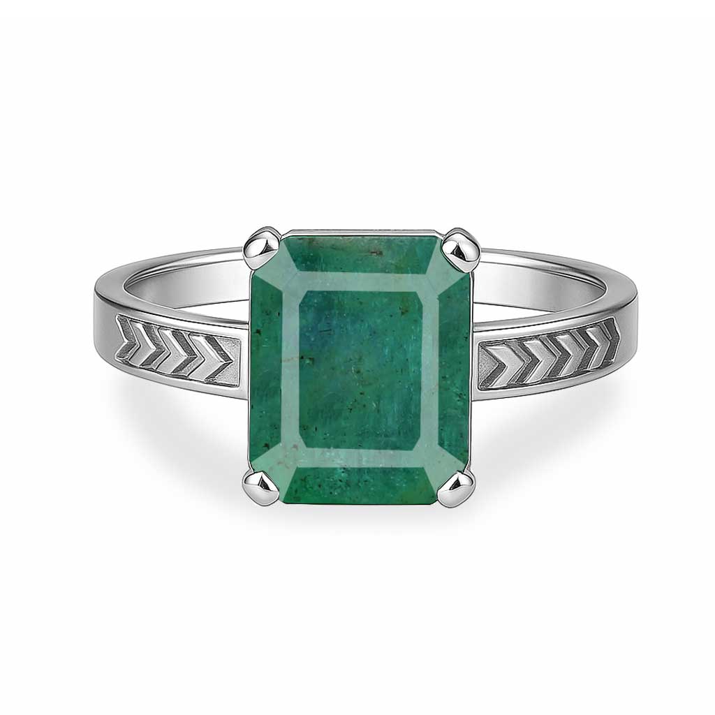 Elegant Sterling Silver Emerald Men’s Ring
