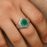 Elegant Sterling Silver Emerald (Panna) Ring for Men