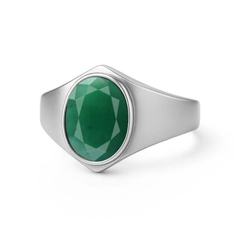 Elegant Sterling Silver Emerald (Panna) Ring for Men