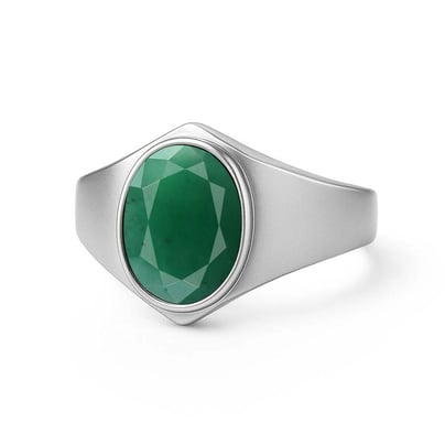 Elegant Sterling Silver Emerald (Panna) Ring for Men