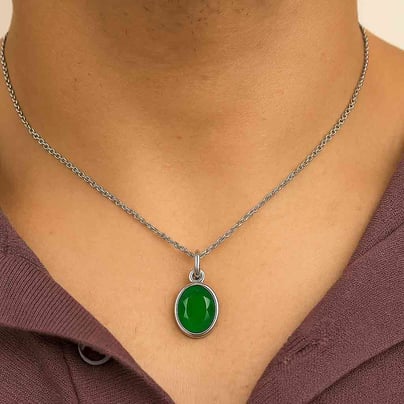 Elegant Sterling Silver Emerald Pendant