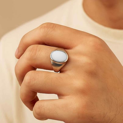 Elegant Sterling Silver Opal Men’s Ring