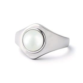 Elegant Sterling Silver Pearl Men’s Ring