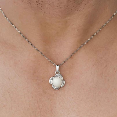 Elegant Sterling Silver Pearl Moti Ratna Pendant