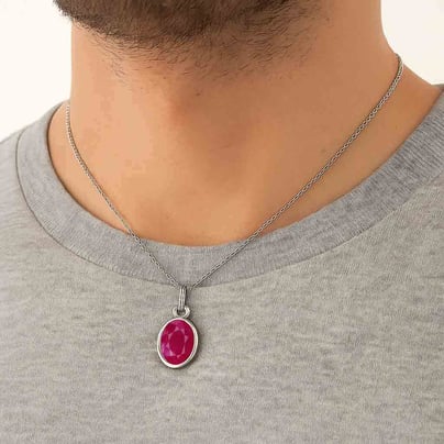 Elegant Sterling Silver Ruby Pendant