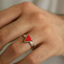 Elegant Sterling Silver Triangle Red Coral (Moonga) Men’s Ring