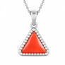 Elegant Sterling Silver Triangle Red Coral Ratna Pendant