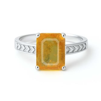 Elegant Sterling Silver Yellow Sapphire Men’s Ring