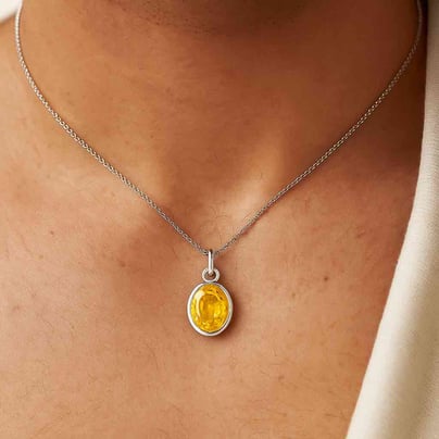 Elegant Sterling Silver Yellow Sapphire Pendant