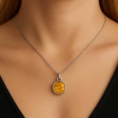 Elegant Sterling Silver Yellow Sapphire Pendant