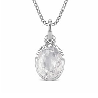 Elegant Sterling Silver Zircon Ratna Pendant