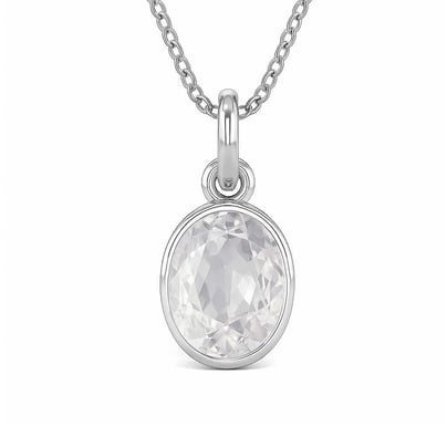 Elegant Sterling Silver Zircon Ratna Pendant