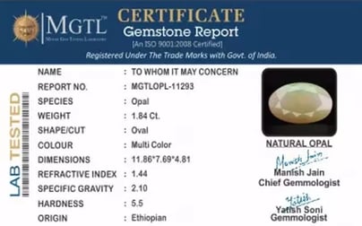 Ethiopia Fire Opal - 1.84 Carat Prime Quality OPL-11293