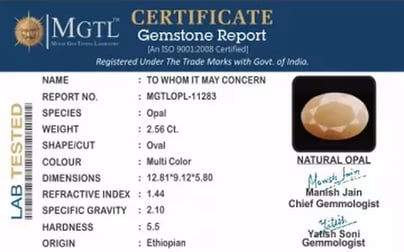 Ethiopia Fire Opal - 2.56 Carat Prime Quality OPL-11283