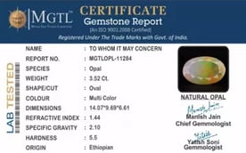 Ethiopia Fire Opal - 3.52 Carat Prime Quality OPL-11284