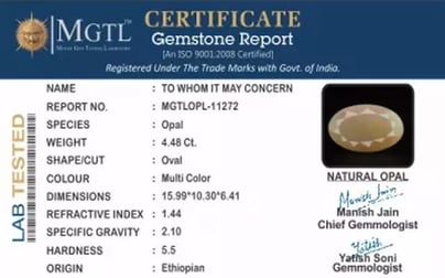 Ethiopia Fire Opal - 4.48 Carat Prime Quality OPL-11272