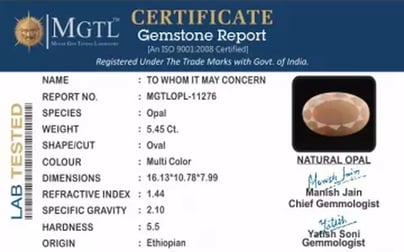 Ethiopia Fire Opal - 5.45 Carat Prime Quality OPL-11276
