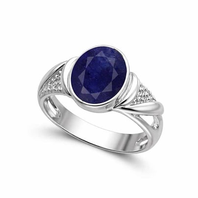 Exemplary Silver Blue Sapphire Stone Ring Unisex 