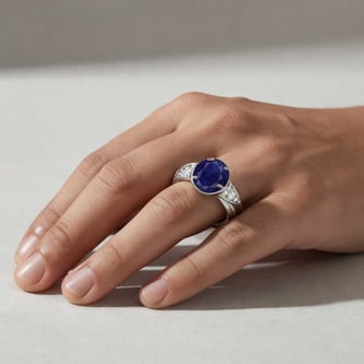 Exemplary Silver Blue Sapphire Stone Ring Unisex 