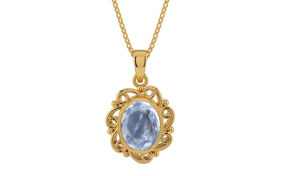 Gold Ceylon Blue Sapphire Pendant Fine Quality (P5)