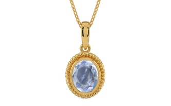 Gold Ceylon Blue Sapphire Pendant Fine Quality (P7)