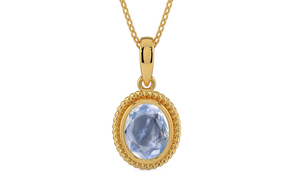 Gold Ceylon Blue Sapphire Pendant Fine Quality (P7)
