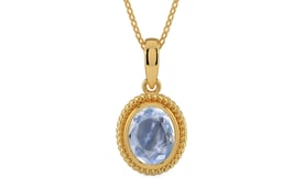 Gold Ceylon Blue Sapphire Pendant Fine Quality (P7)