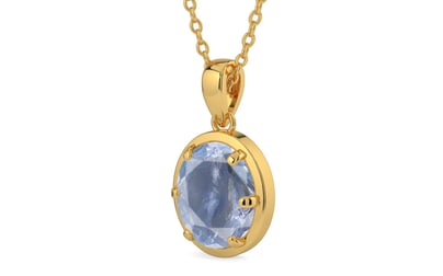Gold Ceylon Blue Sapphire Pendant Fine Quality (P8)