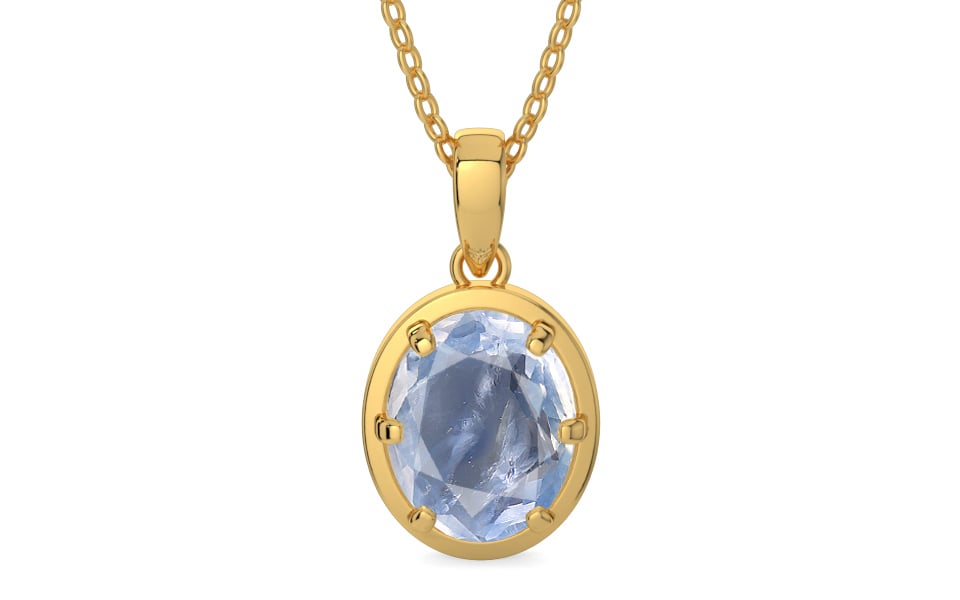 Gold Ceylon Blue Sapphire Pendant Fine Quality (P8)