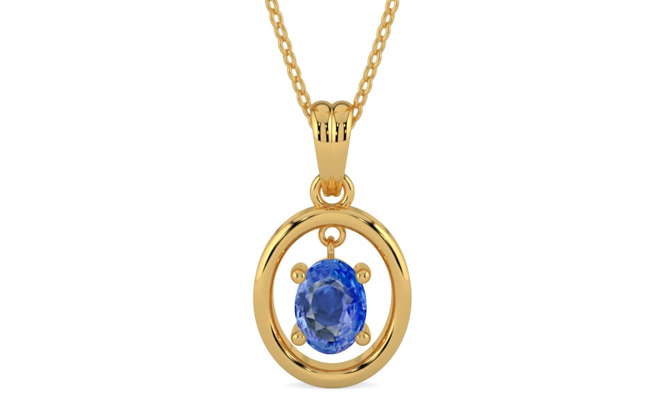 Gold Ceylon Blue Sapphire Pendant Limited Quality (P2)
