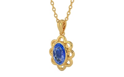 Gold Ceylon Blue Sapphire Pendant Limited Quality (P3)