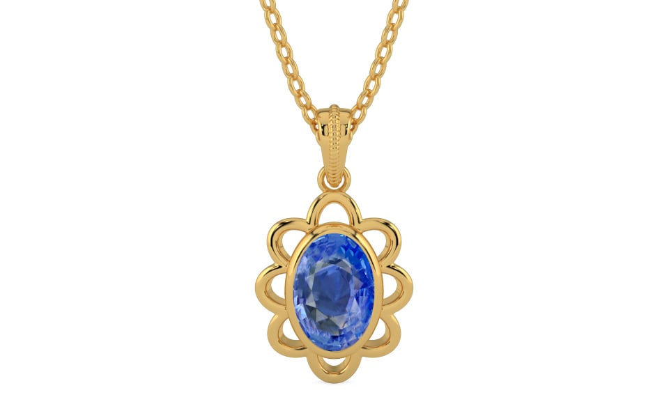 Gold Ceylon Blue Sapphire Pendant Limited Quality (P3)