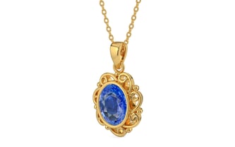 Gold Ceylon Blue Sapphire Pendant Limited Quality (P5)