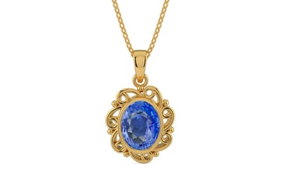 Gold Ceylon Blue Sapphire Pendant Limited Quality (P5)